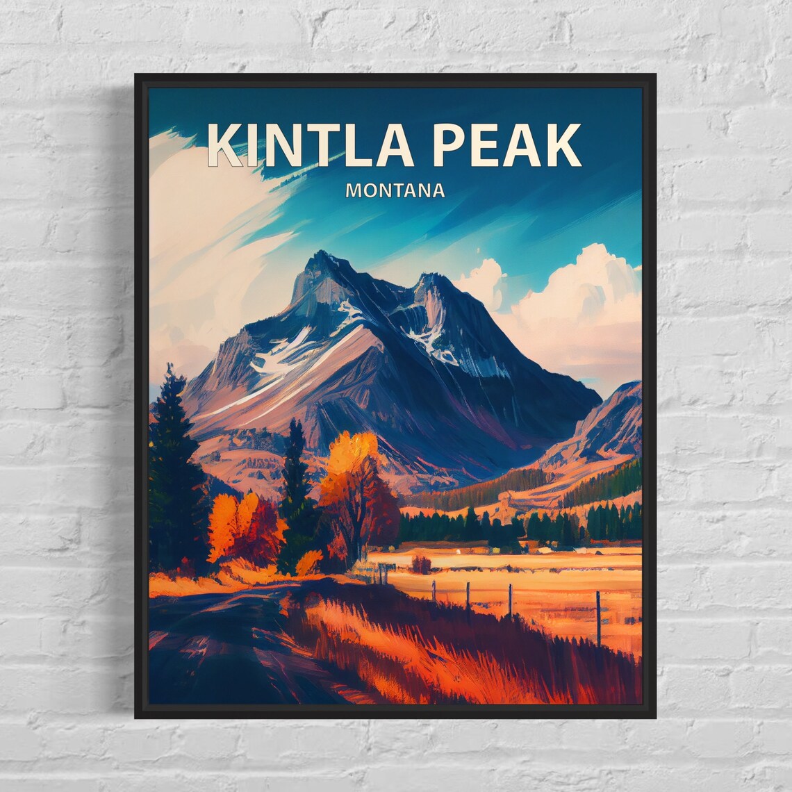 Kintla Peak Montana Rocky Summits Autumn Meadow Valley Poster