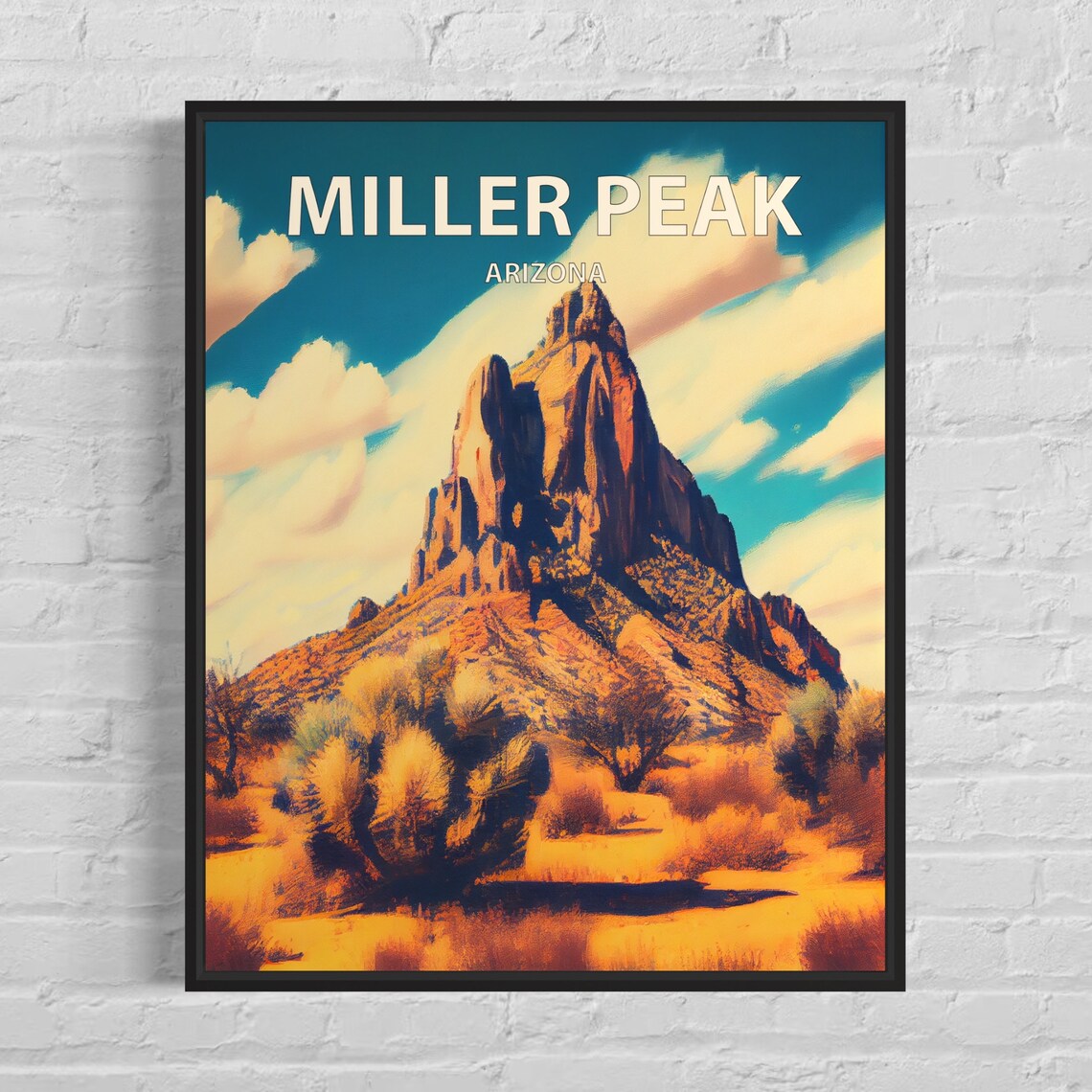 Miller Peak Arizona Desert Rock Pinnacle Saguaro Cactus Travel Poster