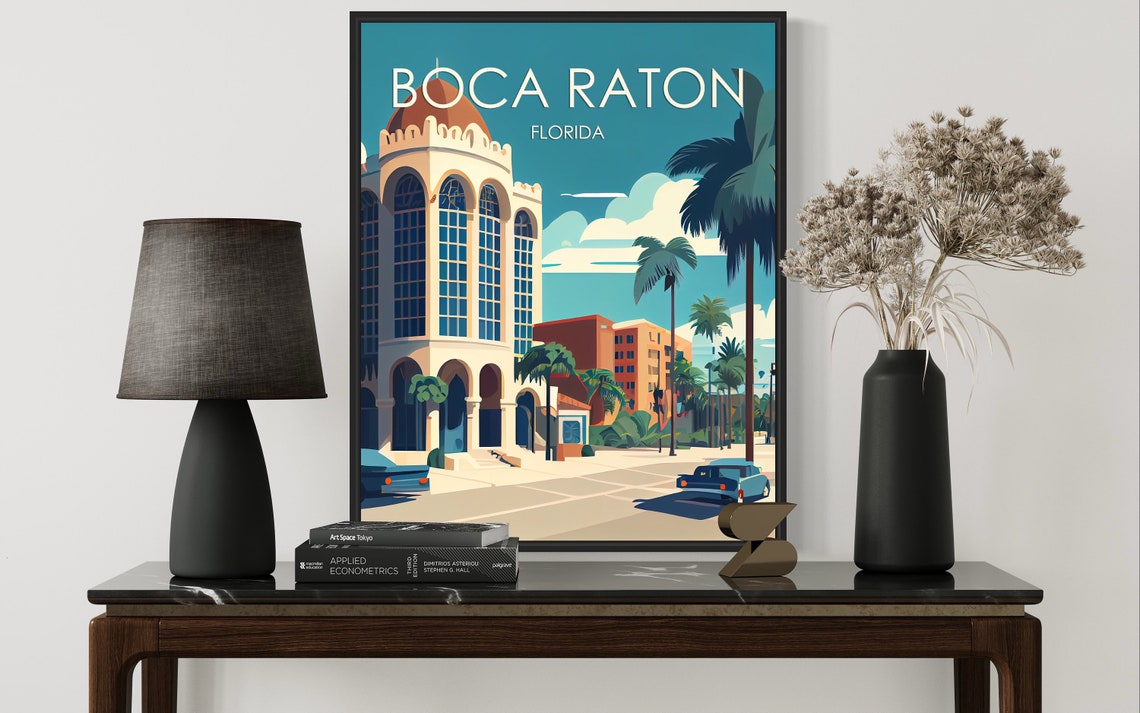 Boca Raton Florida Palm Trees Historic Landmark Tower Street Poster - Image 2