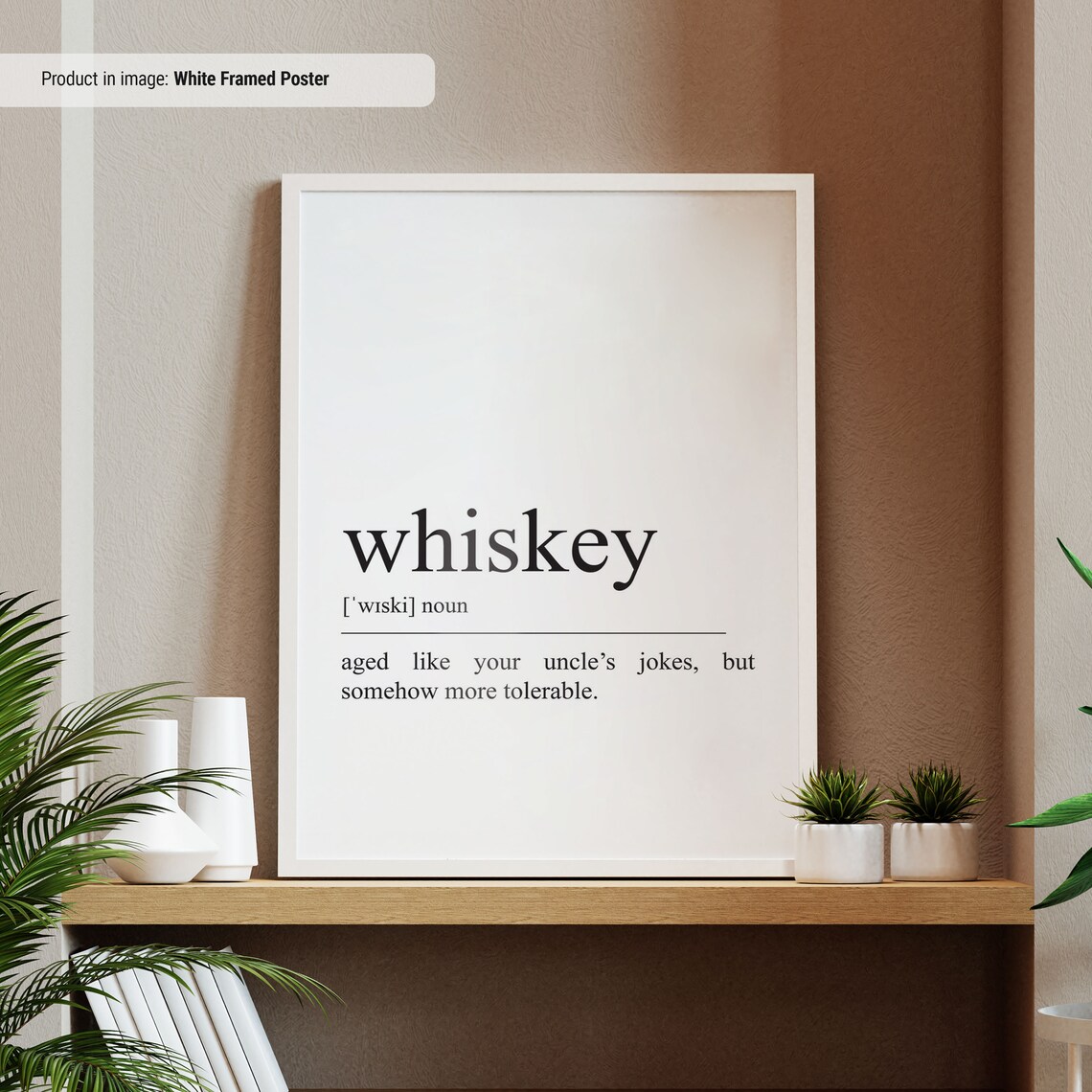 Whiskey Definition Poster, Funny Bar Cart Gift