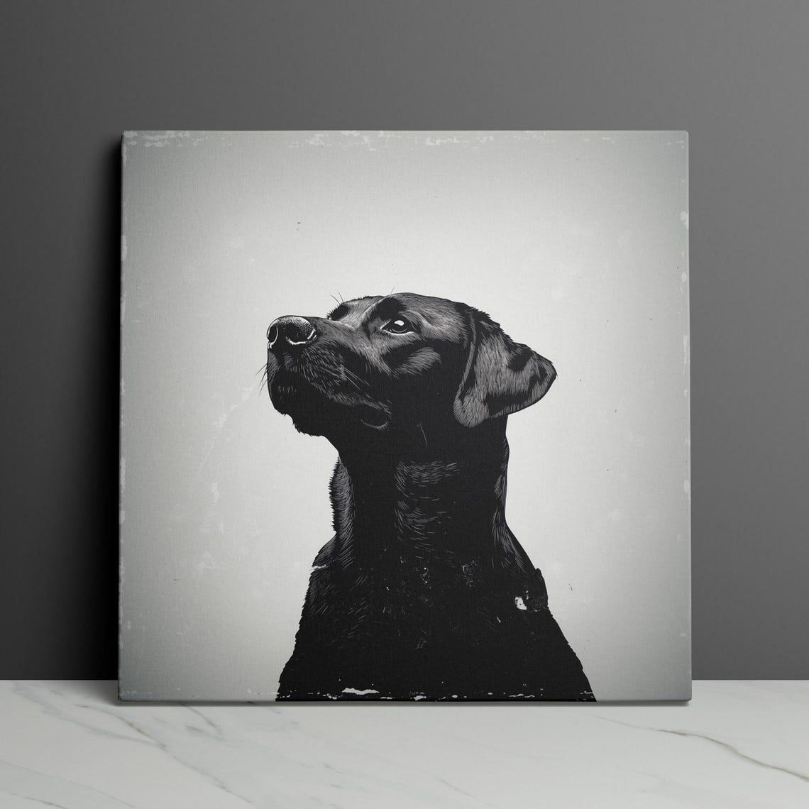 Black Labrador Retriever Portrait Poster in Black and White Style - Image 3
