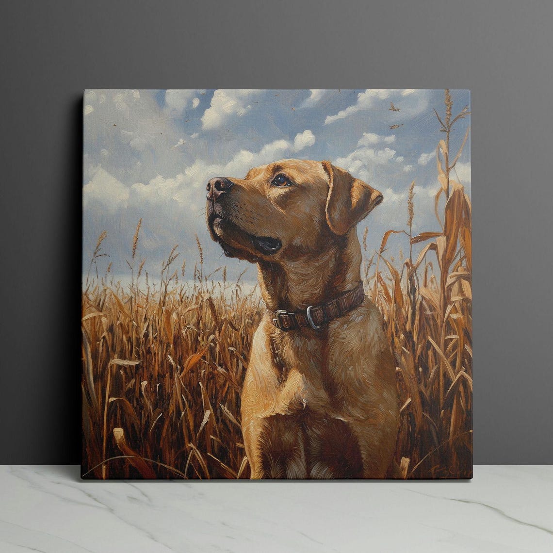 Yellow Labrador Portrait Standing In A Golden Cornfield Poster - Image 3