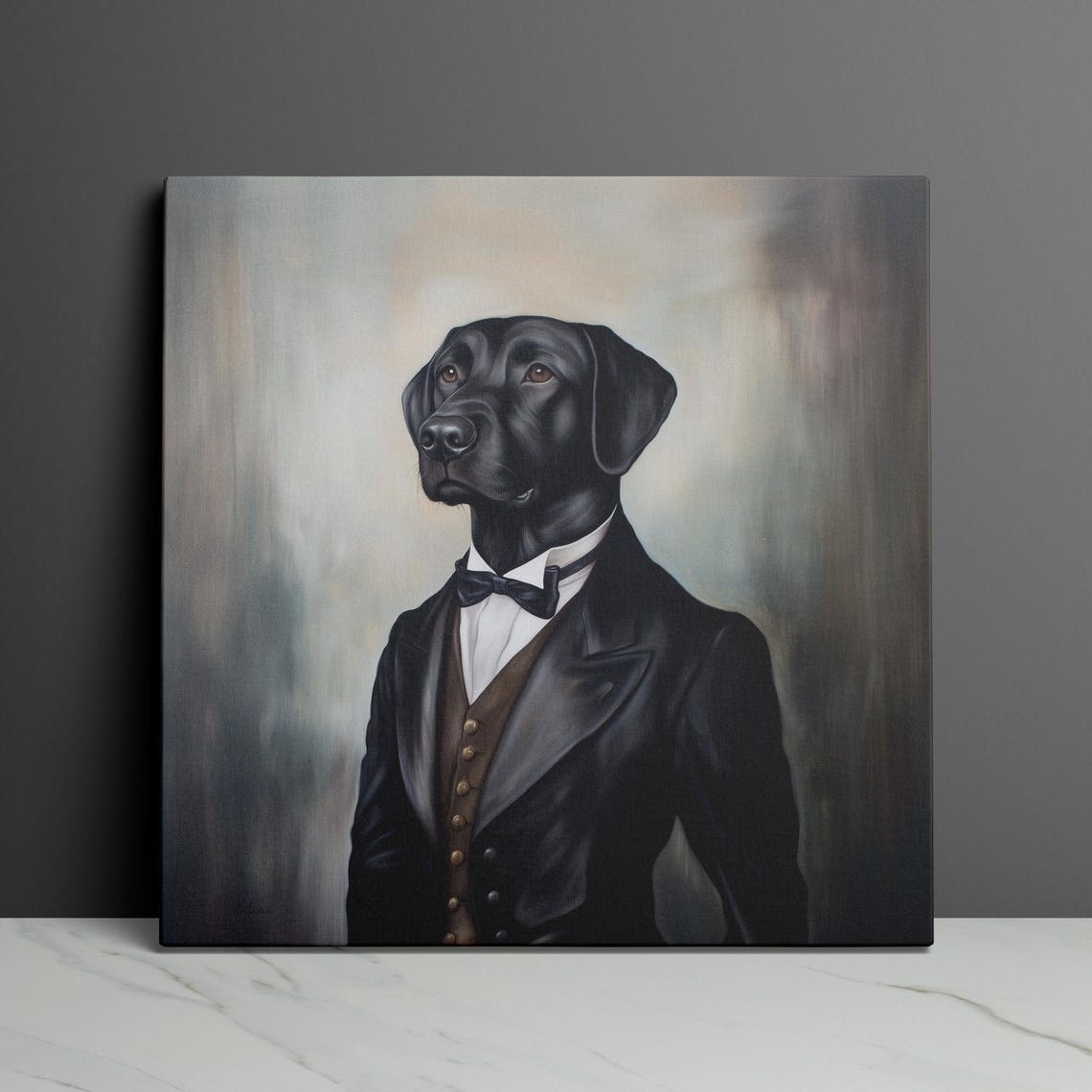 Black Lab in Tuxedo Bow Tie Elegant Funny Dog Portrait Poster - Image 3