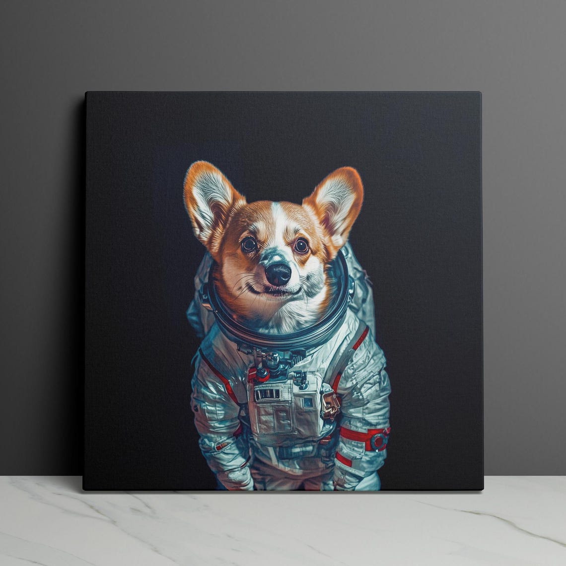 Cute Corgi Wearing An Astronaut Suit Against Deep Space Poster - Image 3