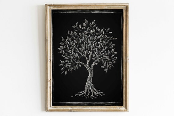 Tree Wall Art Abstract Tree Painting Rustic Tree Painting Farmhouse Wall Decor Vintage Wall Art Wood Abstract Nature Art