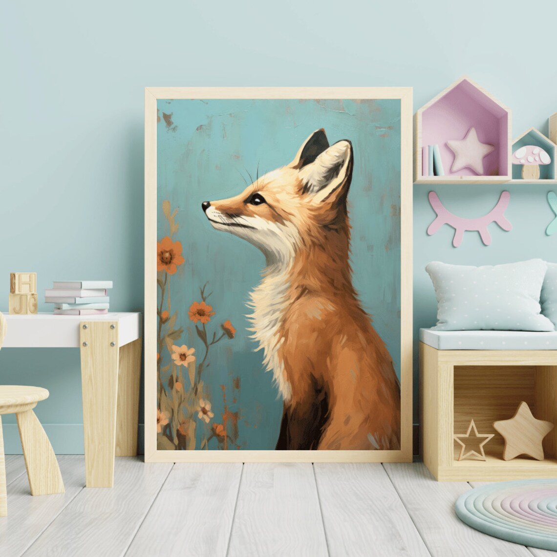 Fox Nursery Decor Cute Animal Print, Vintage Nursery Art - Image 2