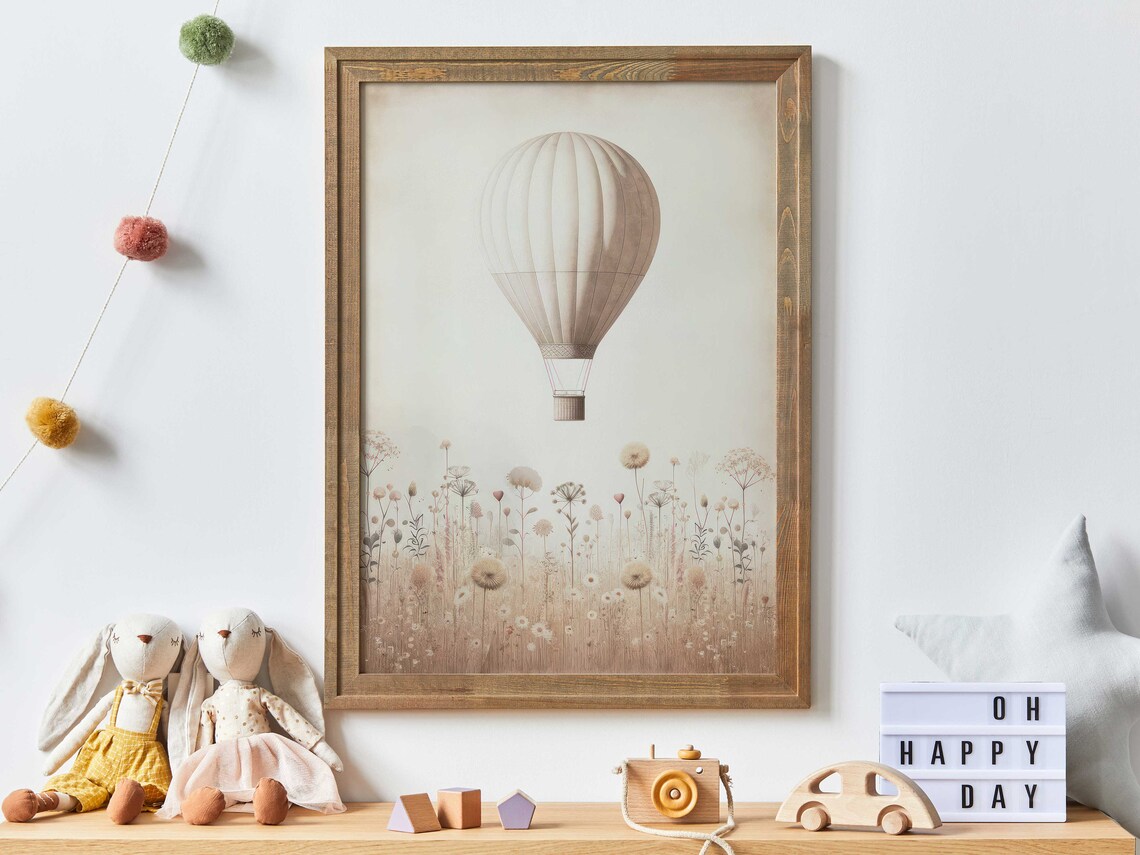 Hot Air Balloon Nursery Vintage Art Print