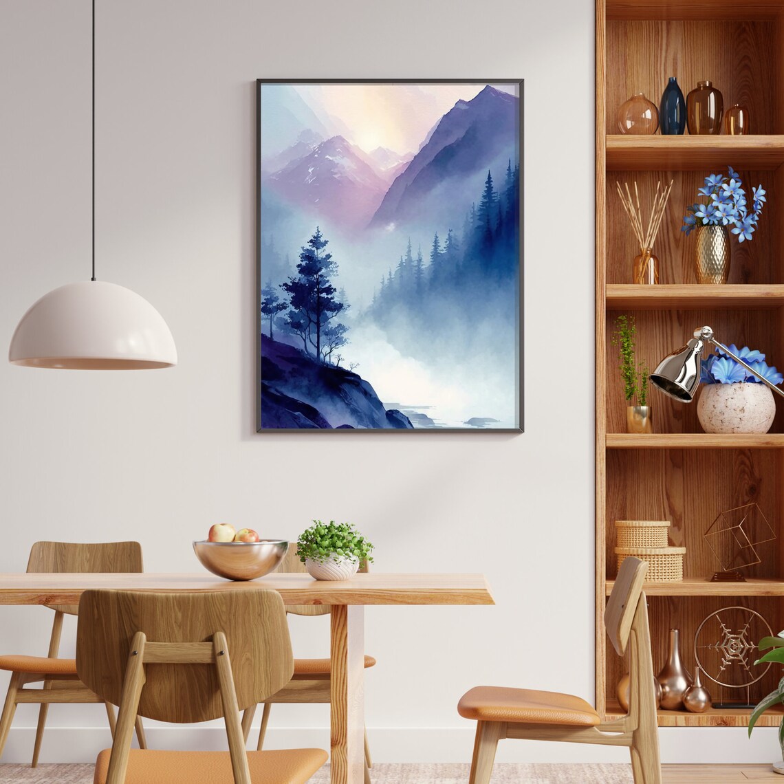 Watercolor Mountain Abstract Nature Art Print - Image 2
