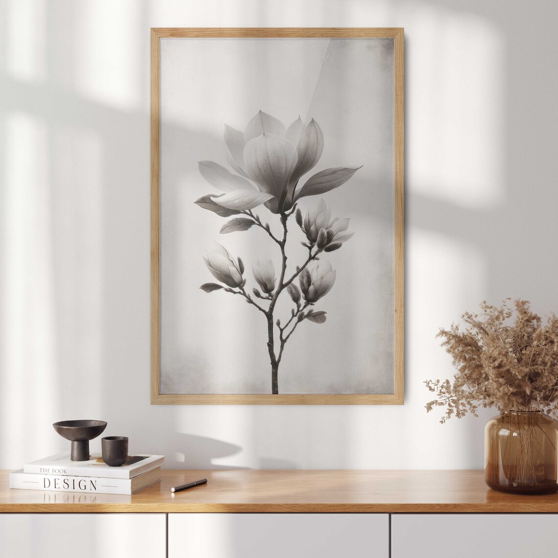 Magnolia Wall Art Vintage Minimalist Floral Wall Art Magnolia Flower Art Print Flower Art Modern Farmhouse Wall Artprintable Floral Art - Image 2
