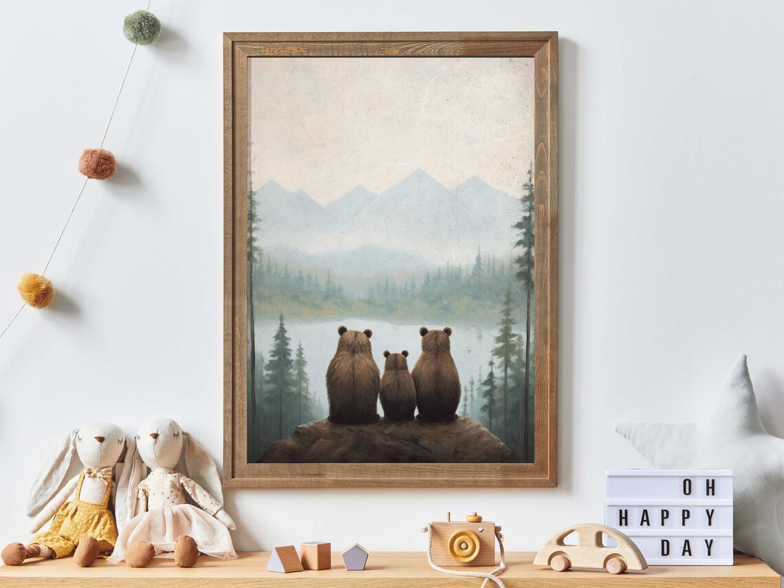 Bear Family Art Print, Woodland Nursery Decor