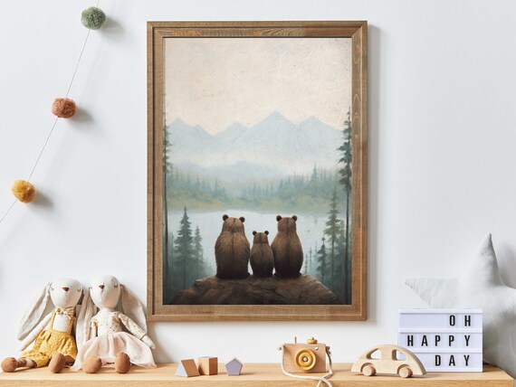 Bear Family Art Print, Woodland Nursery Decor