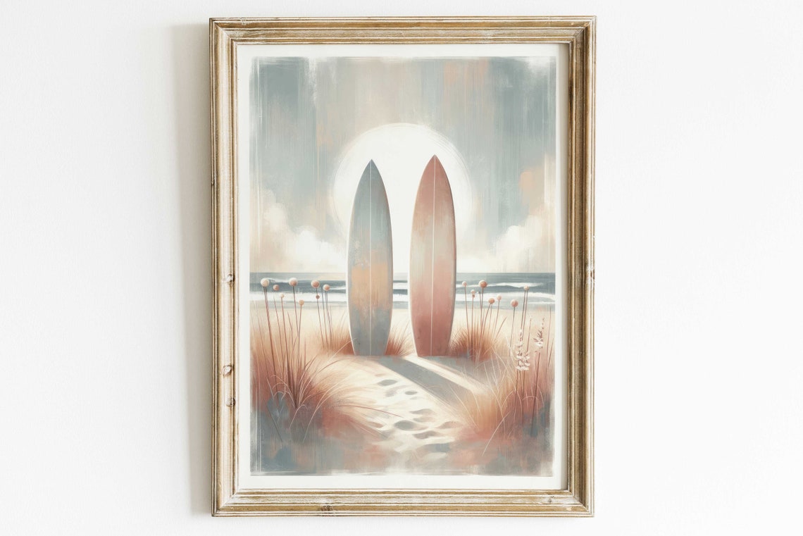 Vintage Surfer Riding Ocean Wave Retro Surfing Wall Decor Poster