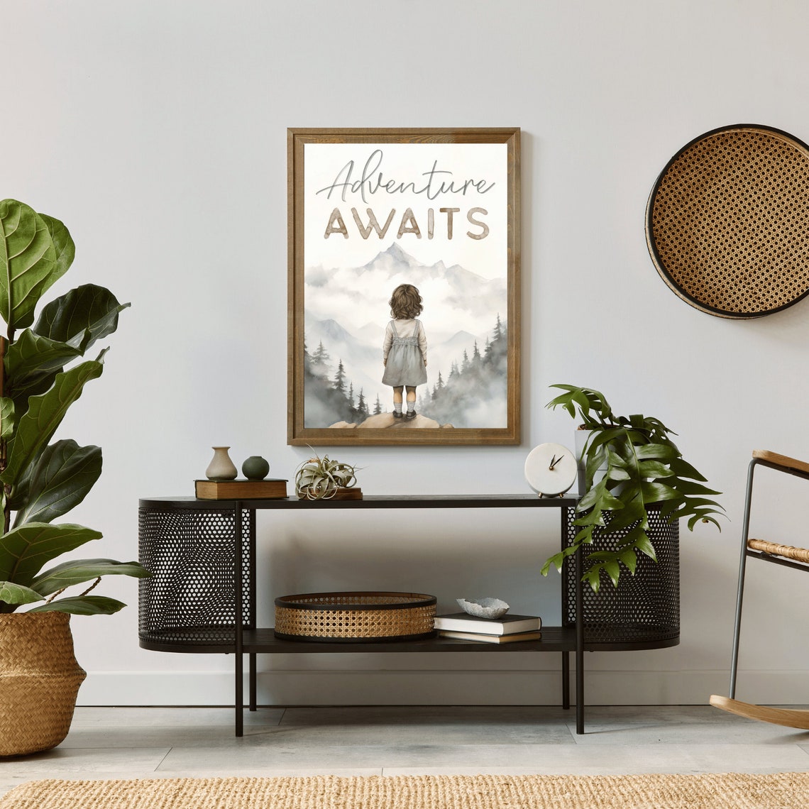 Girls Room Quote Wall Art Adventure Awaits Print Toddler Decor Hiking And Camping Quote Nursery Or Girls Bedroom Art - Image 2