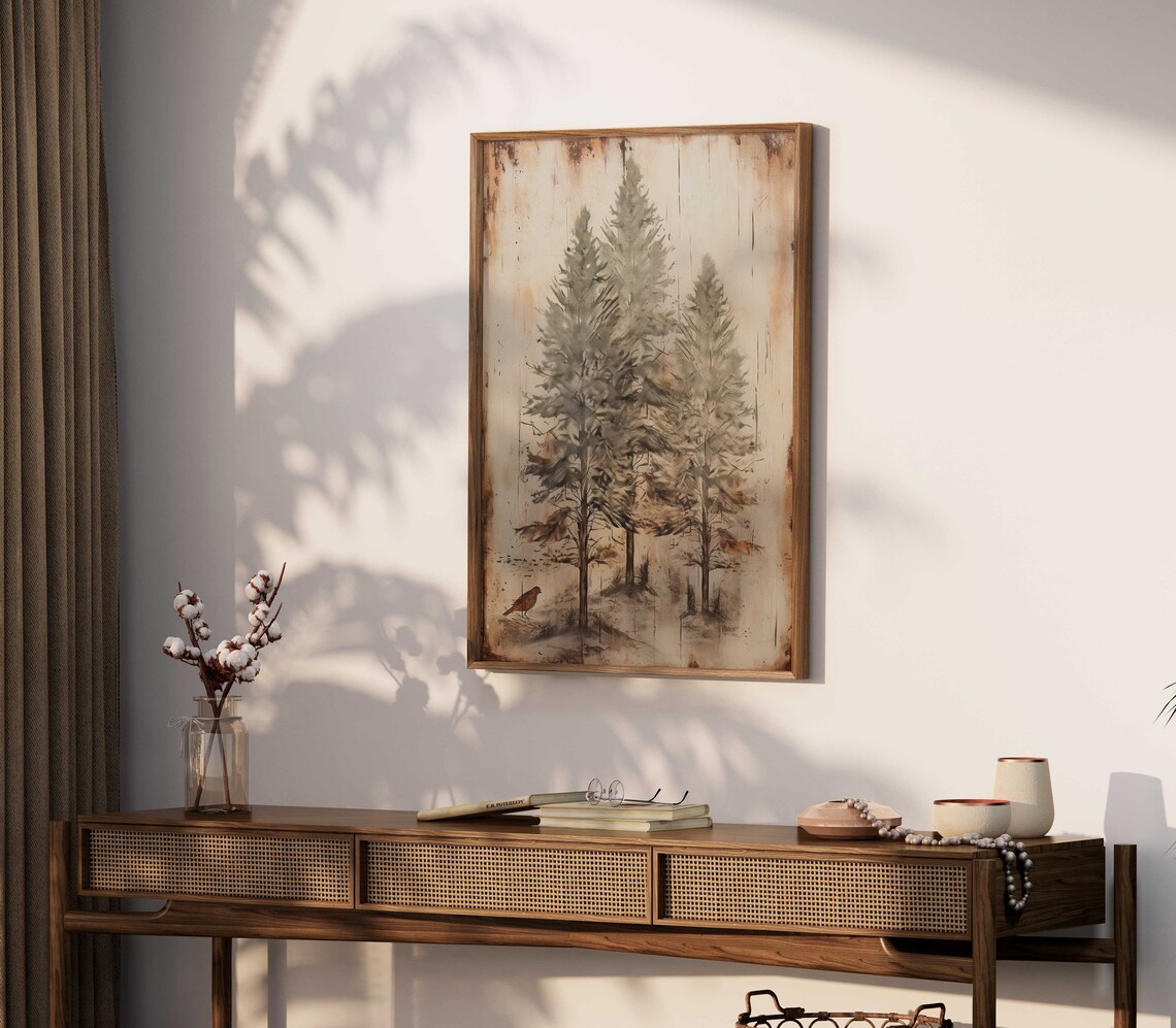 Spruce Tree Vintage Forest Christmas Art Print - Image 2