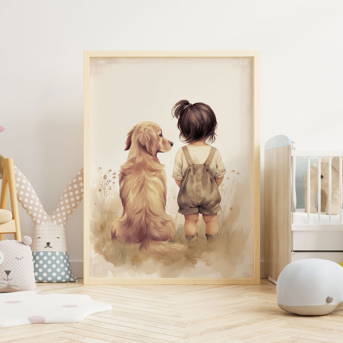 Golden Retriever Nursery Decor Girl Dog Painting Golden Retriever Print Dog Lover Puppy Nursery Wall Art Dog Art For Girl - Image 3