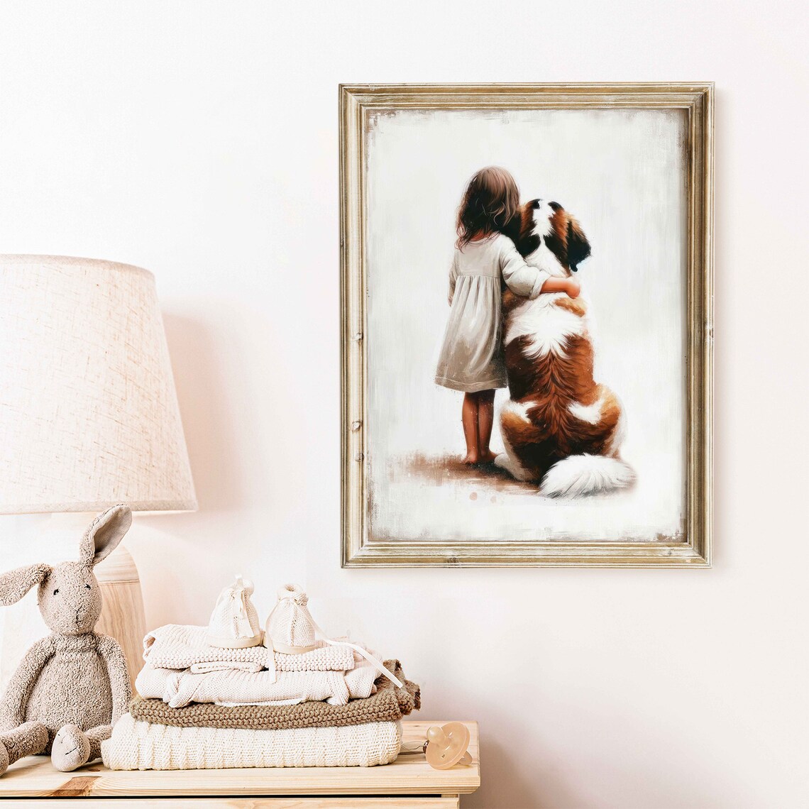Saint Bernard Print, Girls Room Dog Nursery Decor - Image 2