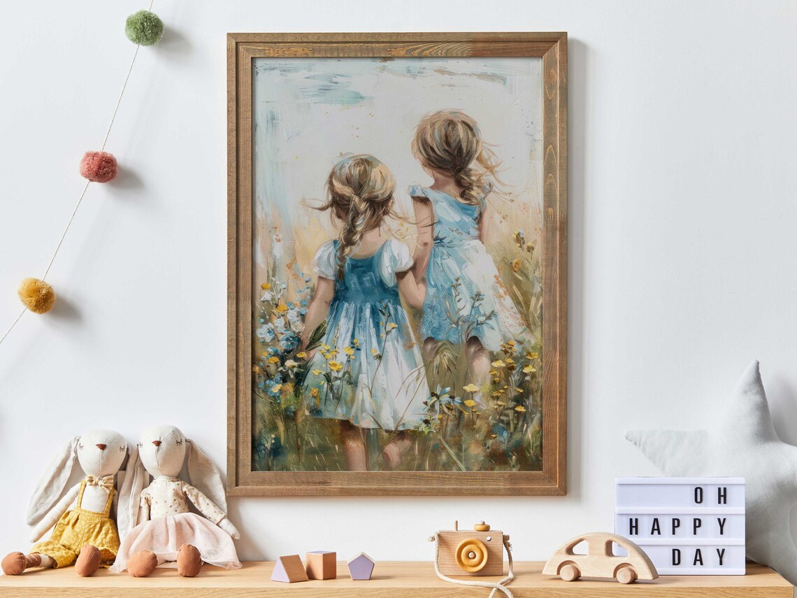 Sisterhood Wildflower Art Print, Girl Room Decor