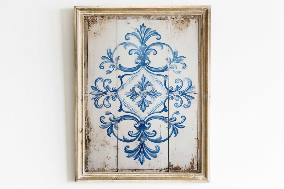 Azulejo Print Portuguese Tile Vintage Art Print