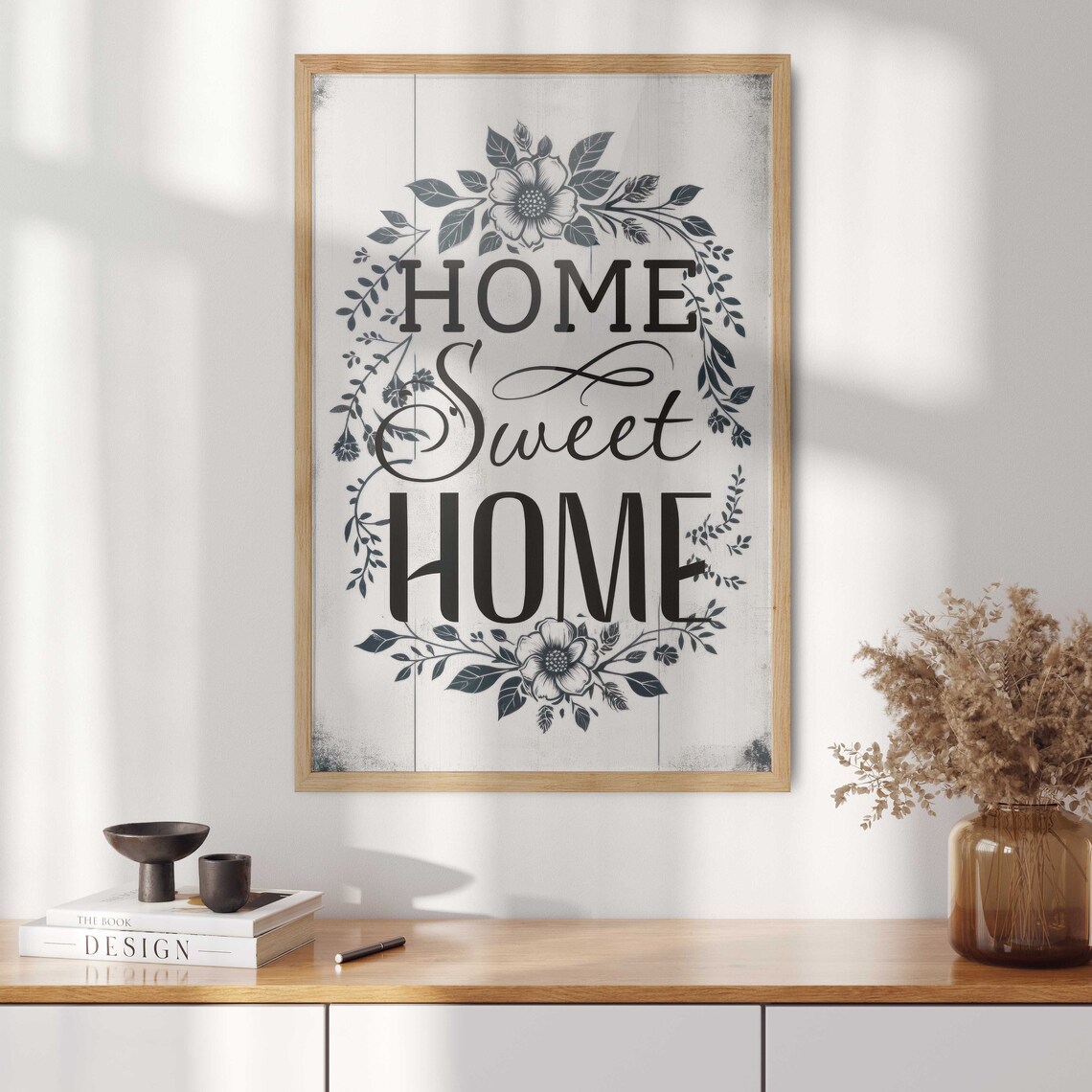 Classic Home Sweet Home Quote with Vintage Florals Farmhouse Poster - Image 2