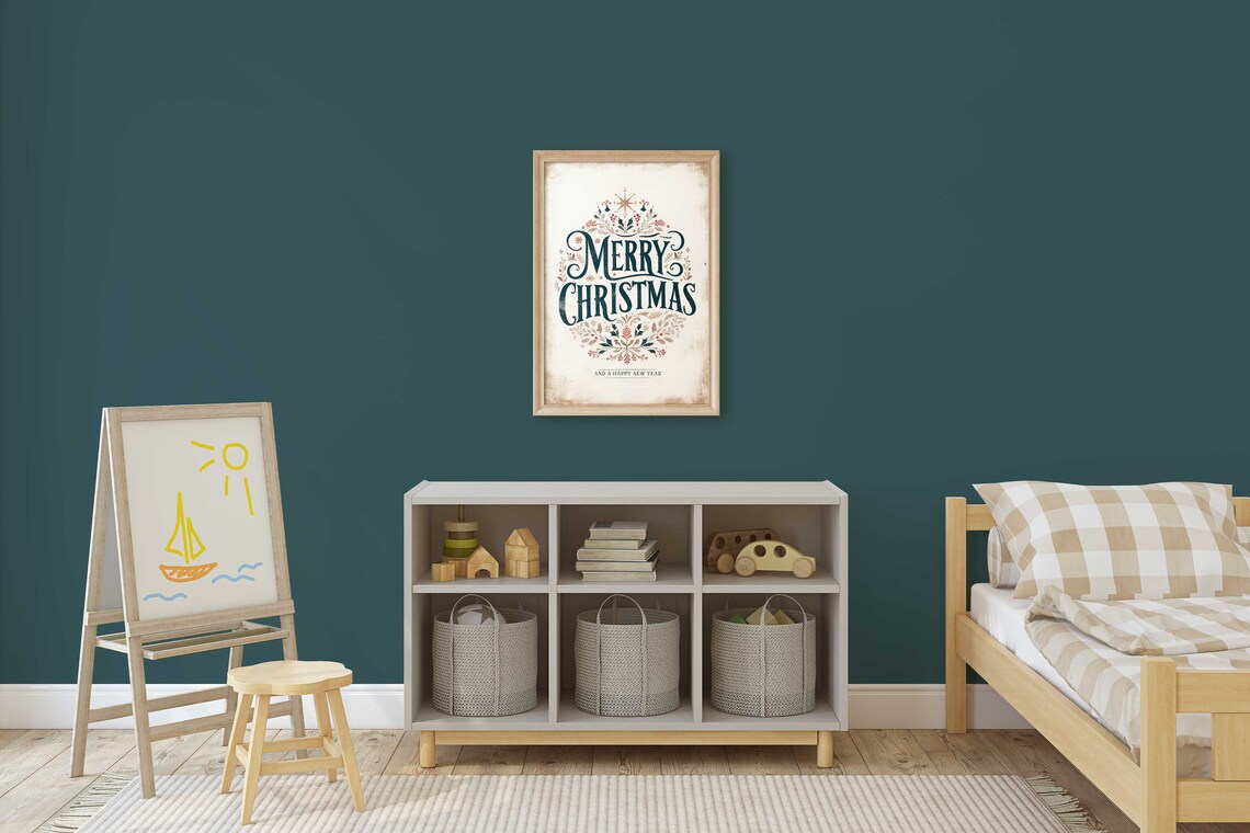 Merry Christmas Vintage Wall Art Print - Image 2