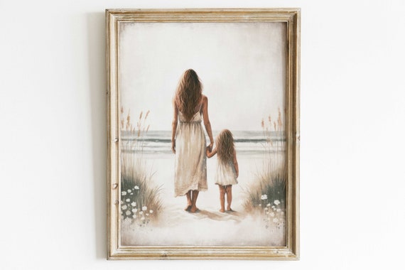 Mother Daughter Art, Rustic Nursery Wall Art Print