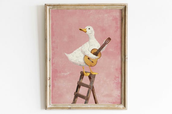 Goose Print Whimsical Animal Nursery Art Funny Animal Art Bird Print Farm Theme Nursery Decor Animal Kid Room Decor Wall Art