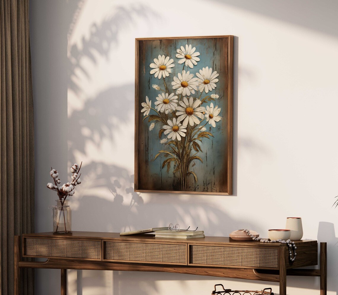Daisy Flower Painting Rustic Floral Poster - Image 2