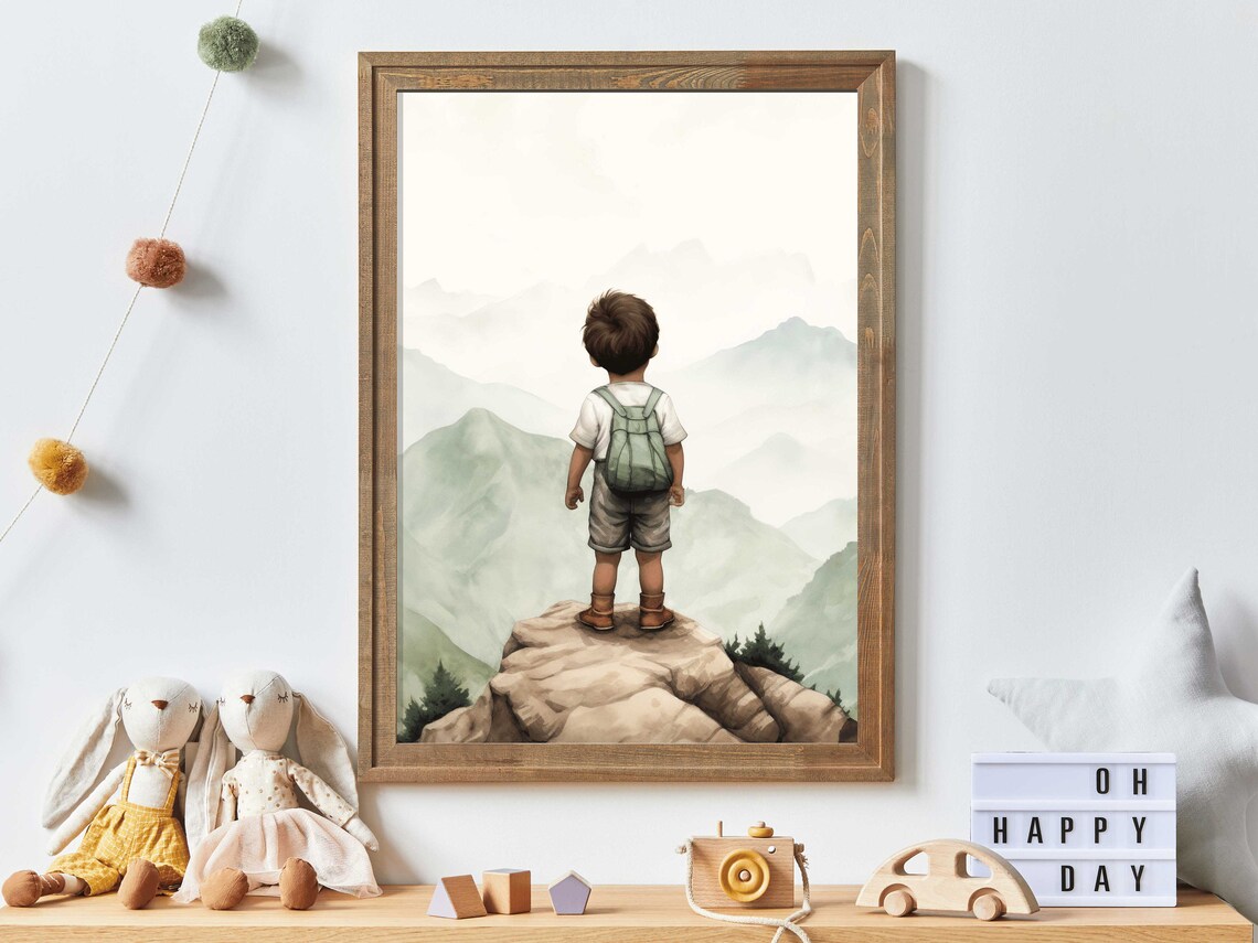 Adventure Boy Toddler Decor Hiking Poster Print
