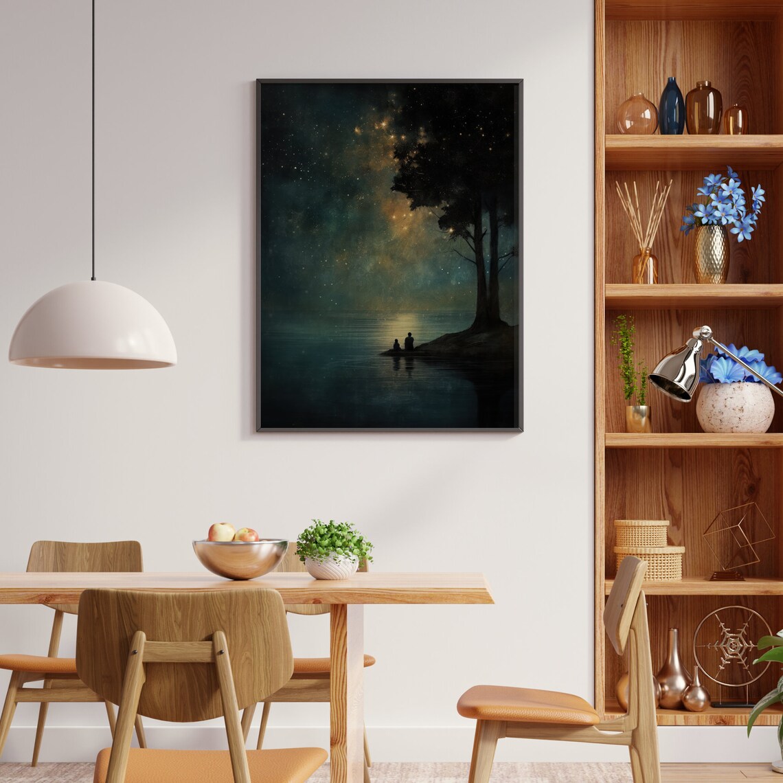 Stargazing Night Sky Art Print, Starry Night Landscape - Image 2