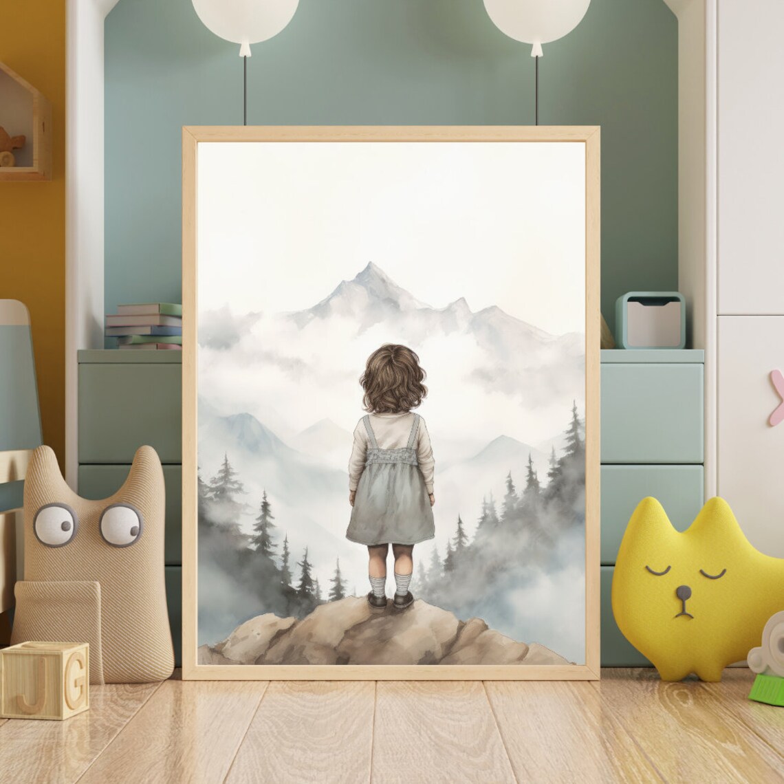 Nursery Adventure Decor Girl Mountain Art Print - Image 2