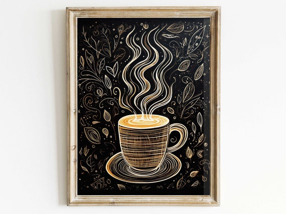 Coffee Cup Wall Art Chalkboard Wall Art Rustic Kitchen Print Good Morning Coffee Sign Rustic Kitchen Print Coffee Wall Decor