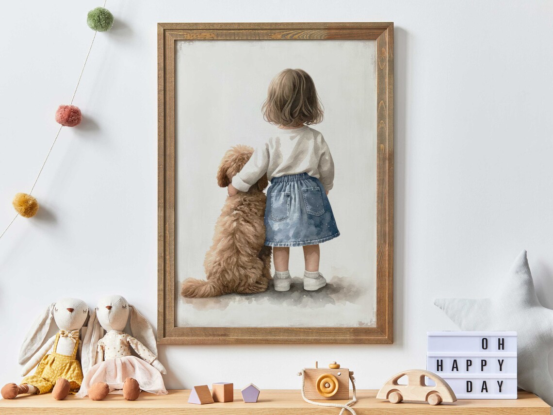 Cockapoo Nursery Print, Girl Dog Nursery Decor