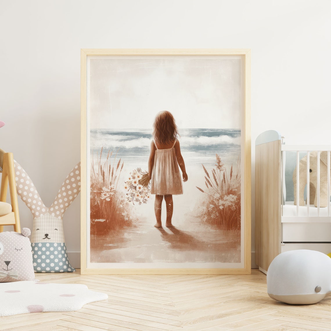 Beach Nursery Decor Cute Girls Room Decor Girl Adventure Print Beach Painting Ocean Theme Girls Bedroom Art Girl Wall Art - Image 2
