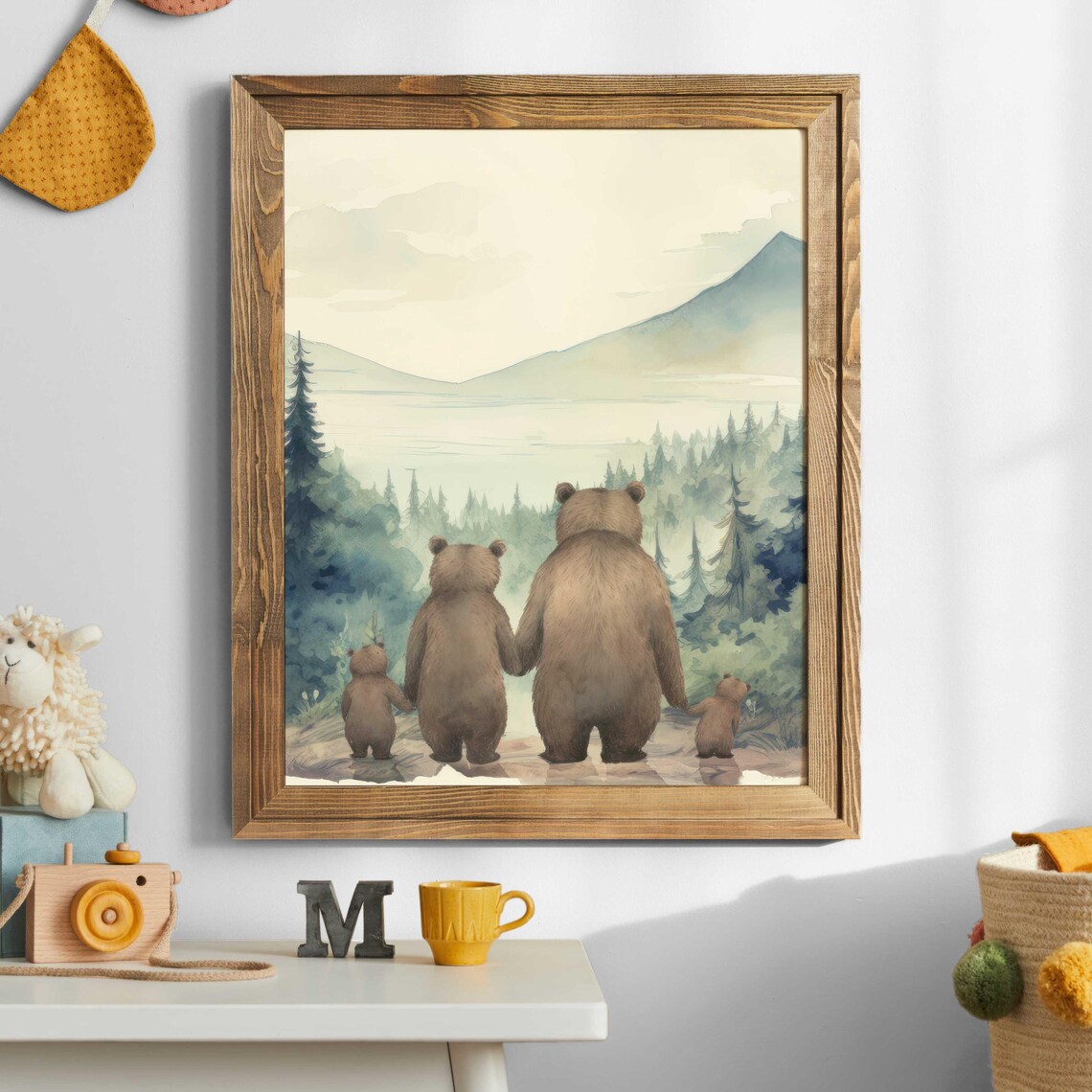 Bear Family of Three Woodland Nursery Art Print - Image 5