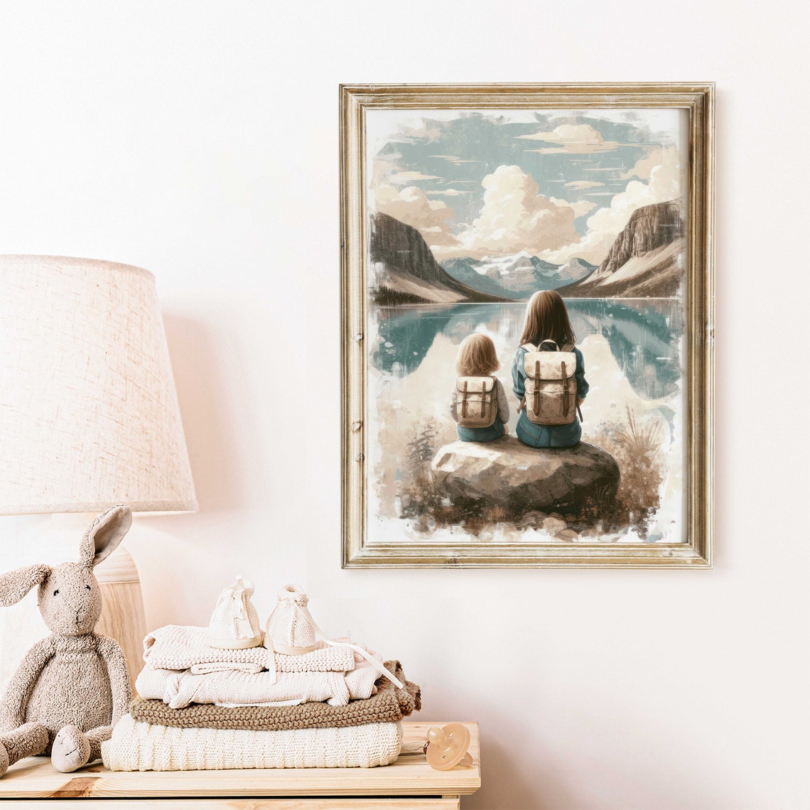 Sister Room Decor Sister Adventure Art Sister Painting Big Sister Little Sister Mountain Nursery Art Nature Girl Wall Art - Image 2