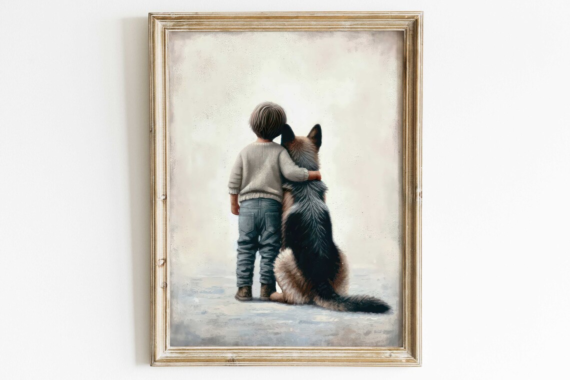 German Shepherd Nursery Art Print, Boys Room Decor - Image 2