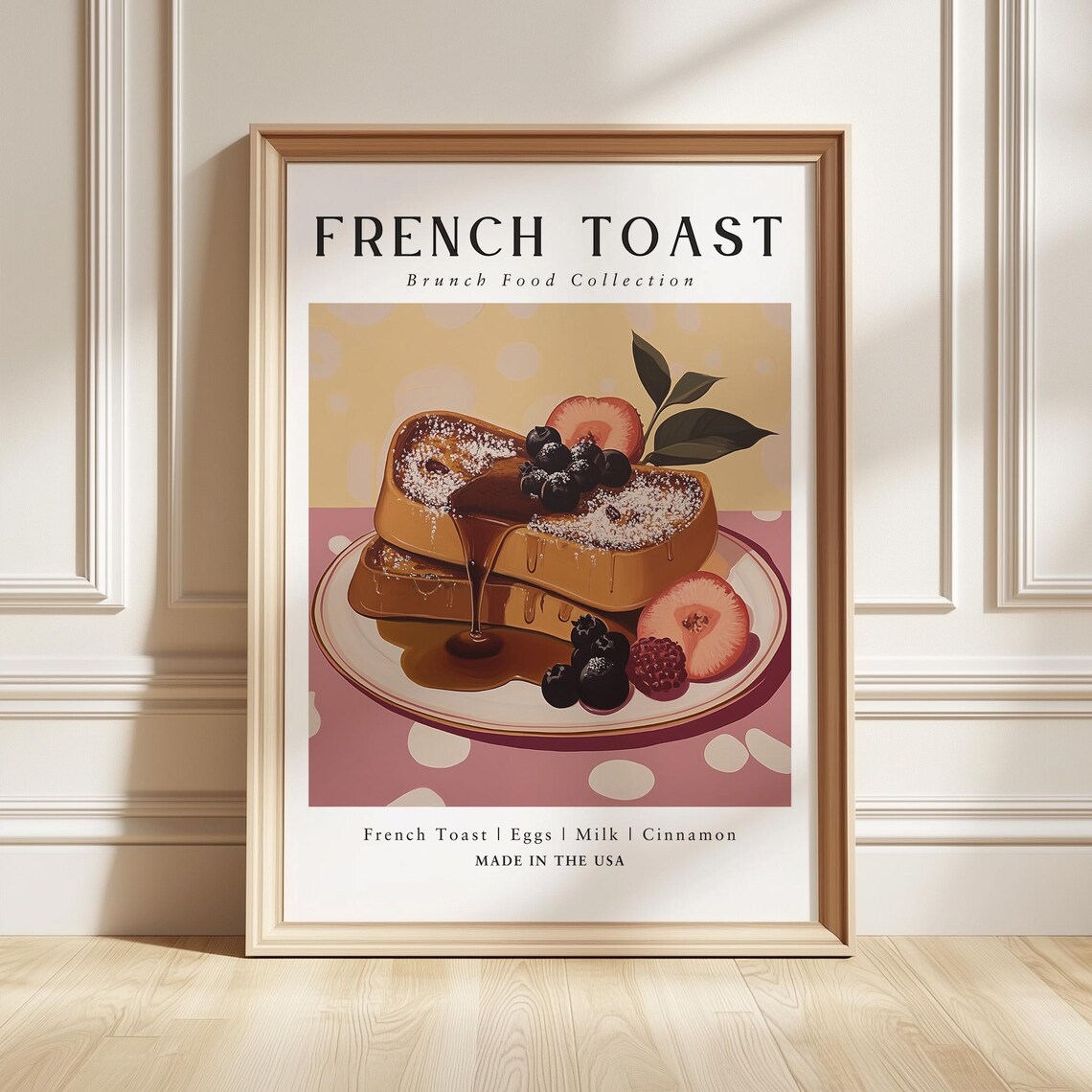 French Toast Art Print Breakfast Food Poster Brunch Kitchen Wall Decor Foodie Gift