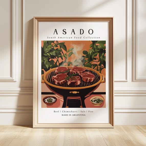 Asado Art Print Argentine Bbq Poster Grilled Meat Kitchen Decor Foodie Gift