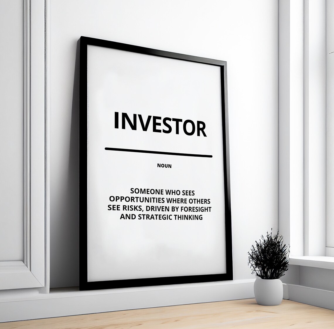 Investor Noun Definition Minimalist White Finance Motivational Poster