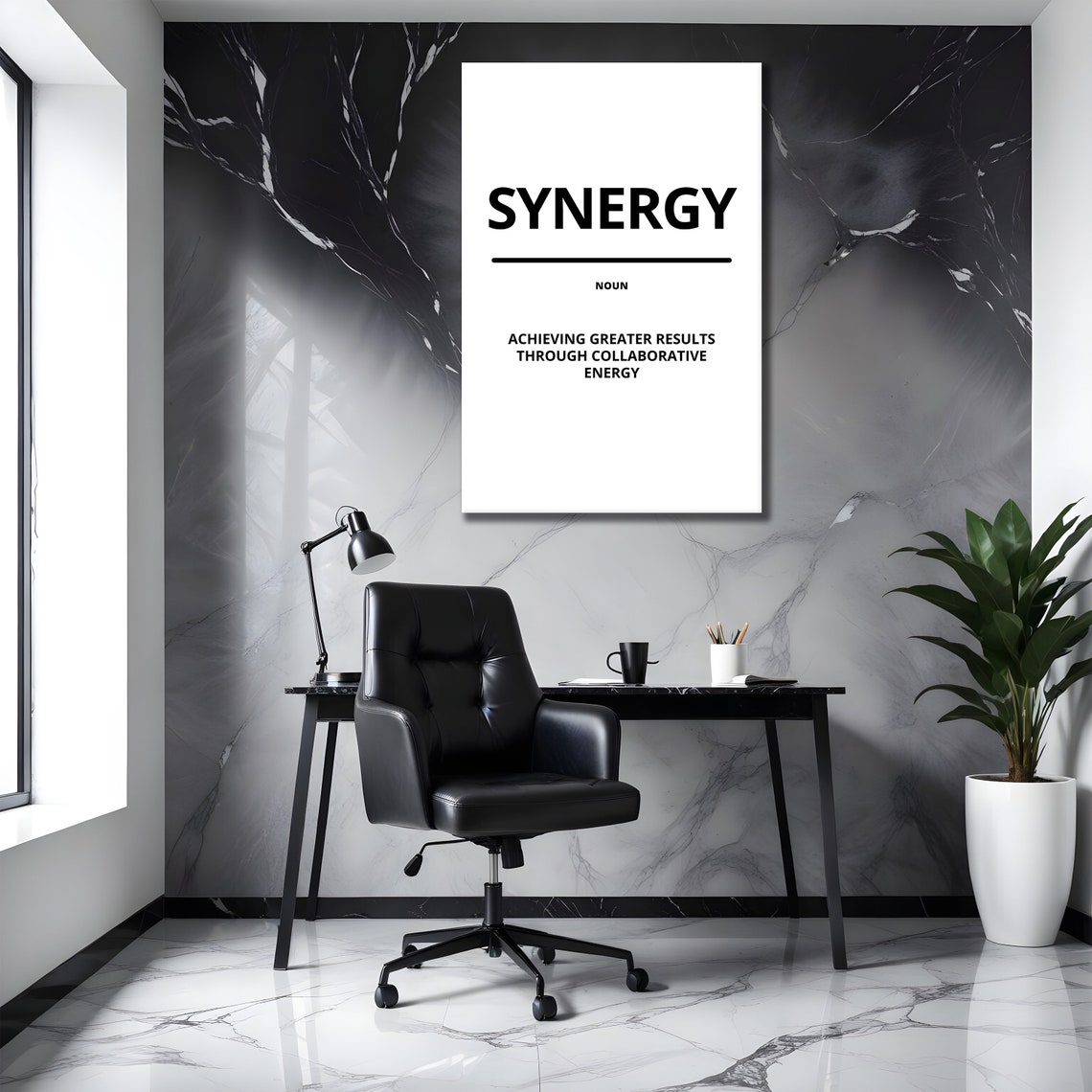 Synergy Minimalist White Dictionary Definition Motivational Poster - Image 4