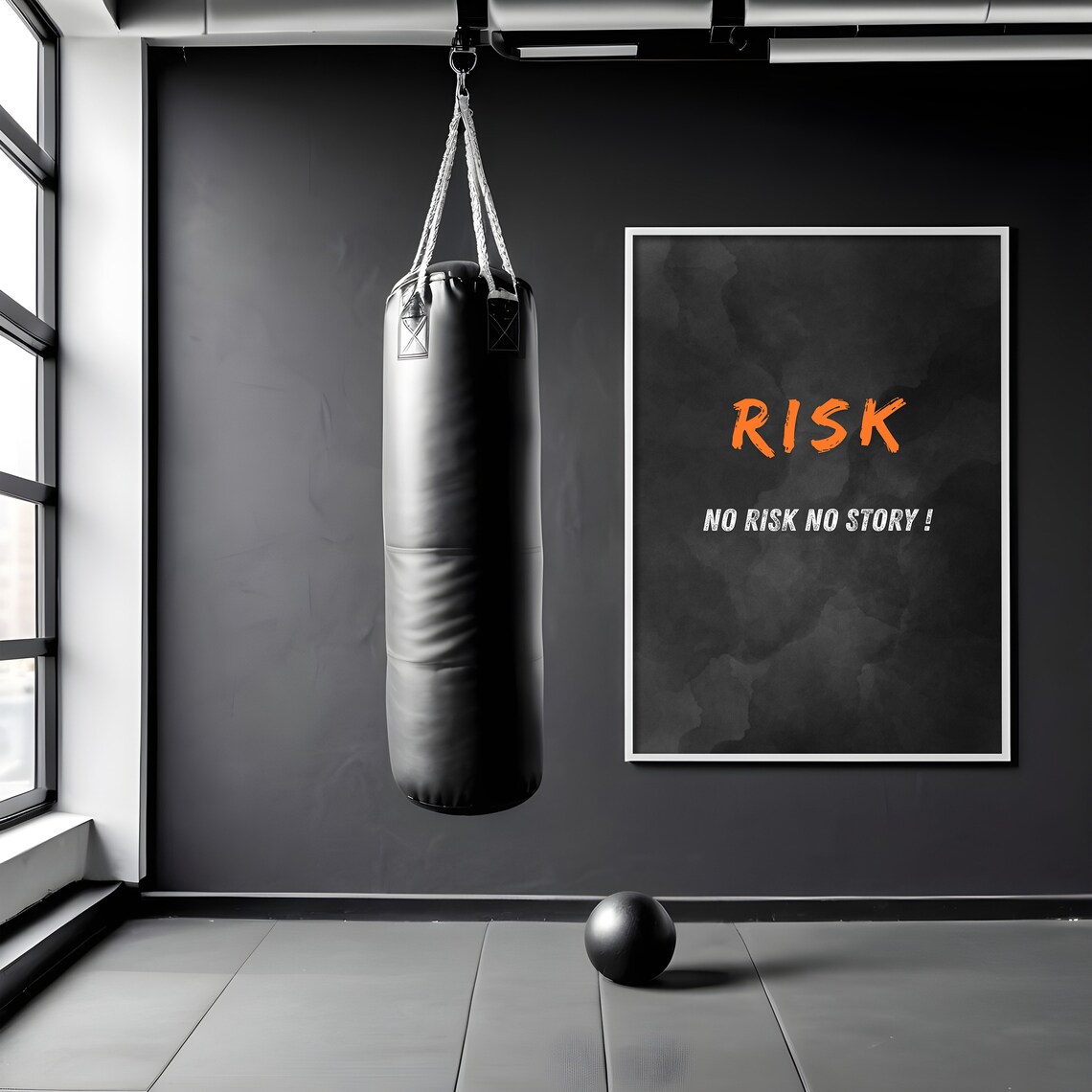 Risk No Risk No Story Orange Brush Black Motivational Decor Poster - Image 2