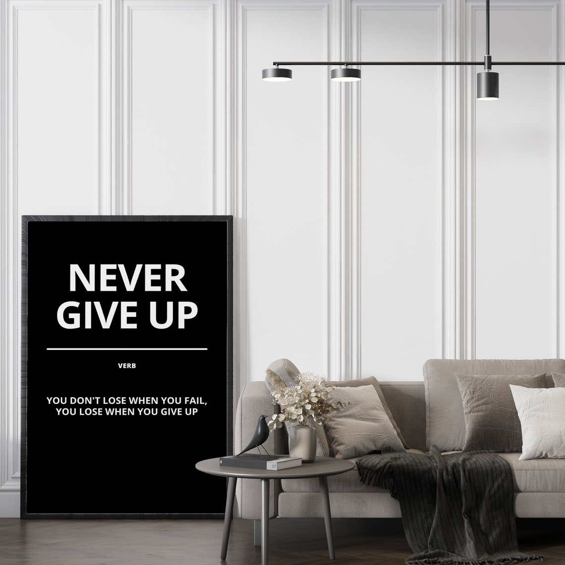 Never Give Up Bold Black Dictionary Definition Motivational Poster - Image 2