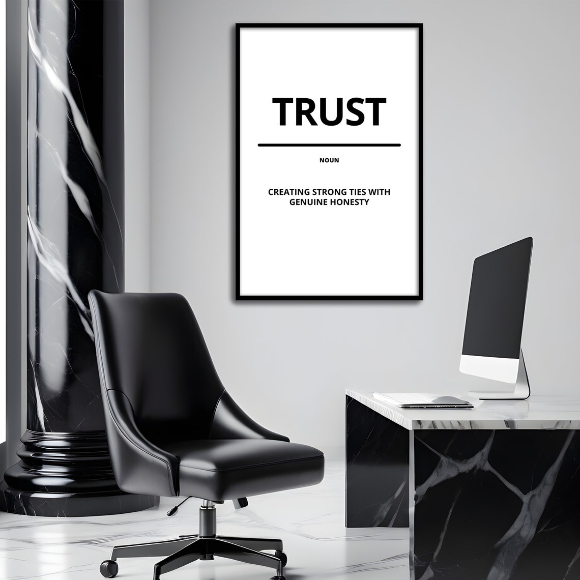 Trust Minimalist White Dictionary Definition Motivational Poster - Image 3