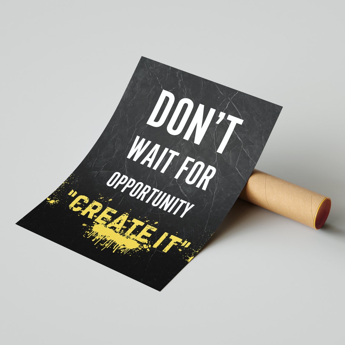 Don't Wait For Opportunity Create It Graffiti Yellow Gym Poster - Image 2