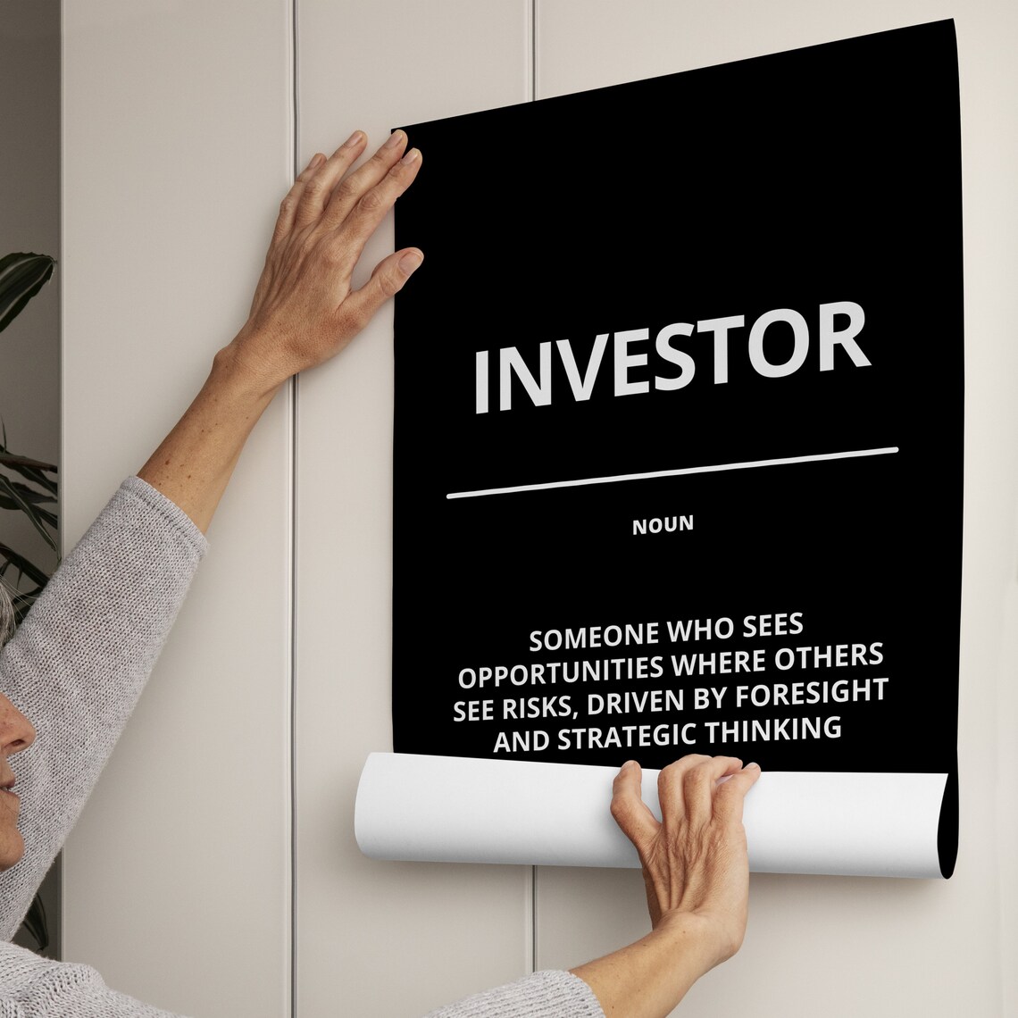 Investor Noun Definition Minimalist Black Finance Motivational Poster - Image 4