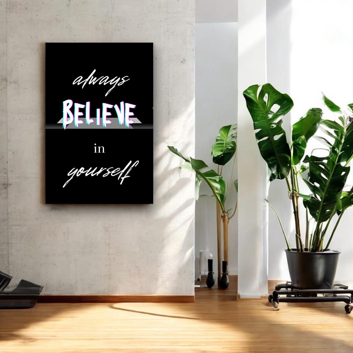 Always Believe In Yourself Glitch Text Quote Wall Home Decor Poster - Image 4