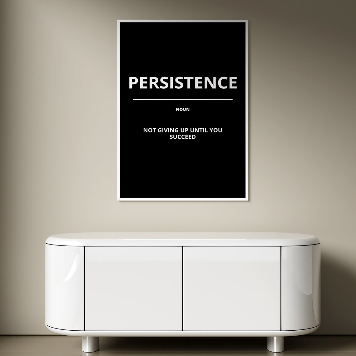 Persistence Noun Definition Minimalist Black Motivational Quote Poster - Image 2