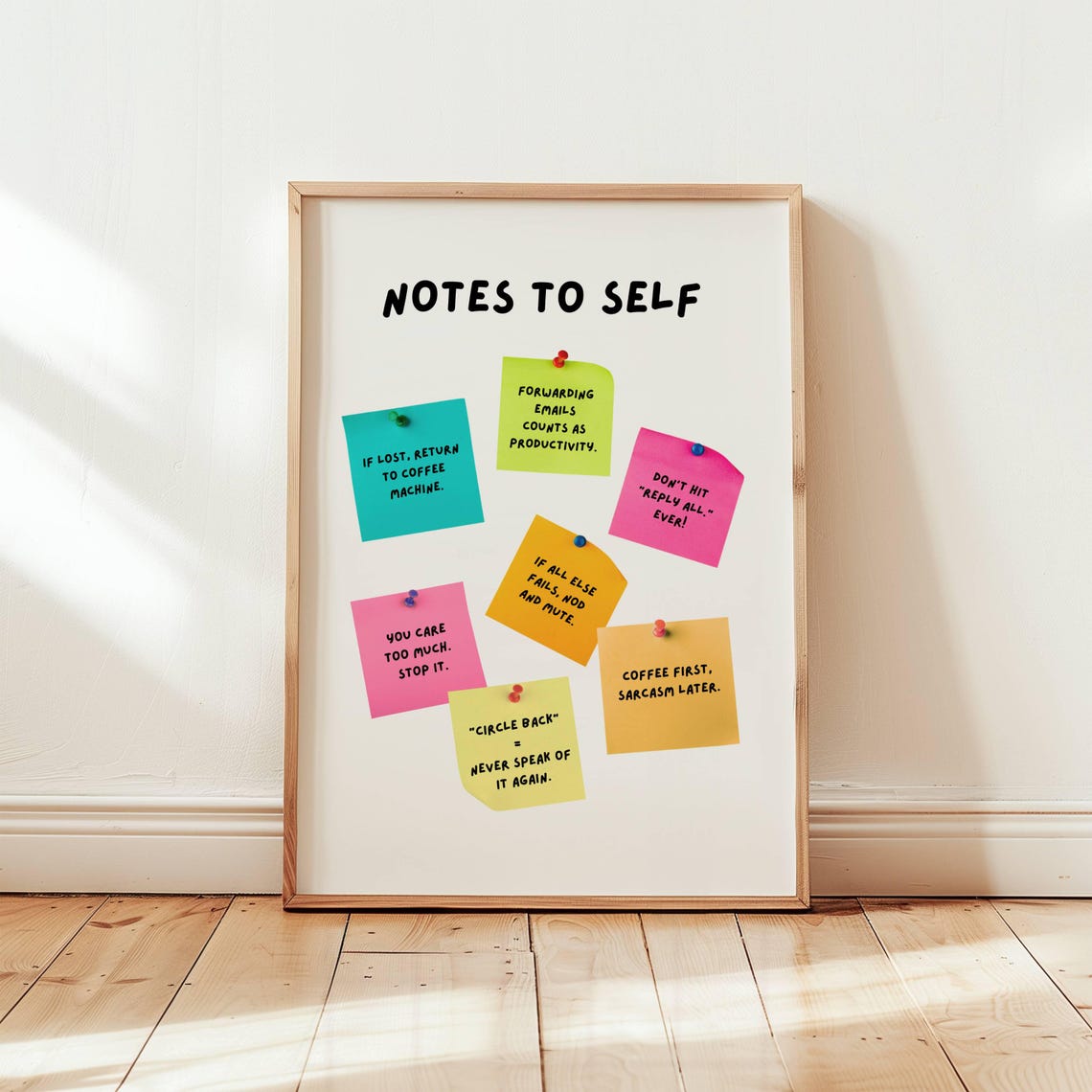 Funny Notes To Self Cubicle Decor Office Print Wall Art Work From Home