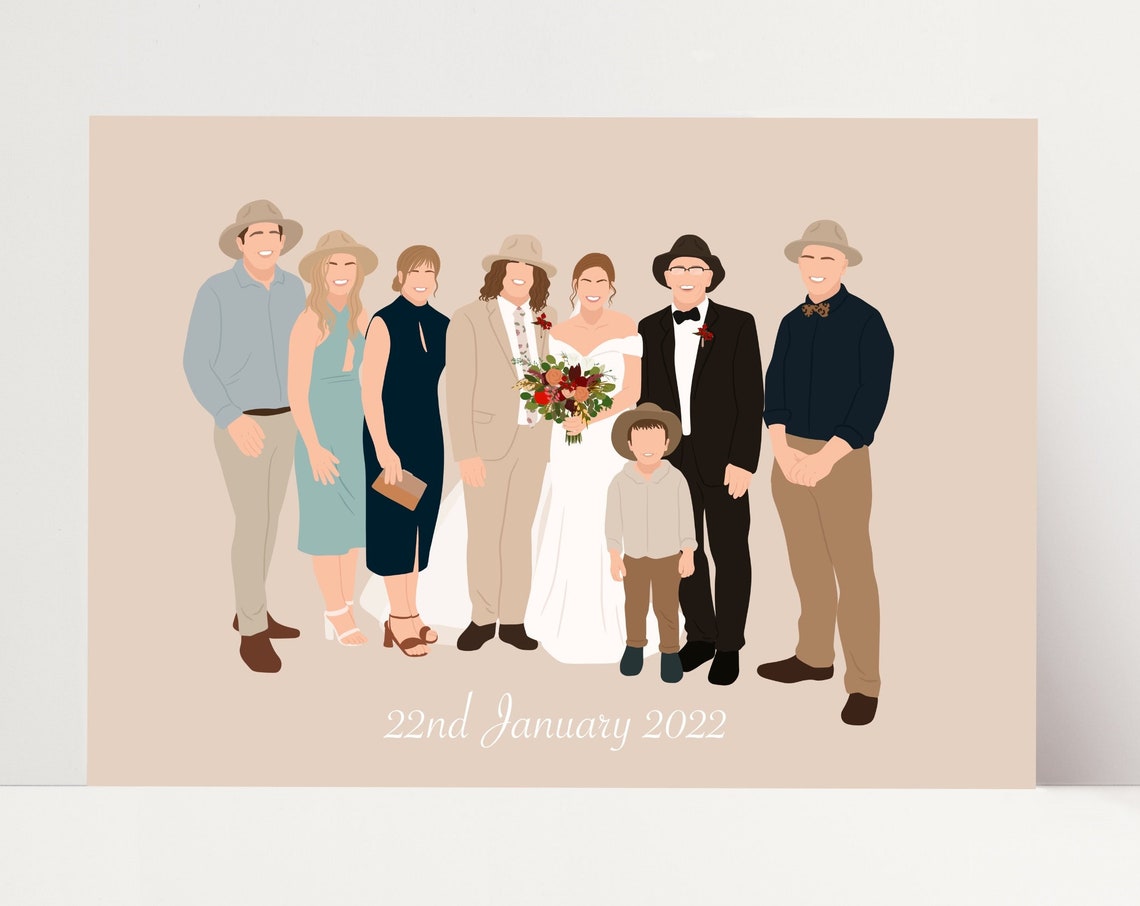 Faceless Wedding Party Group Illustration 22nd January 2022 Poster