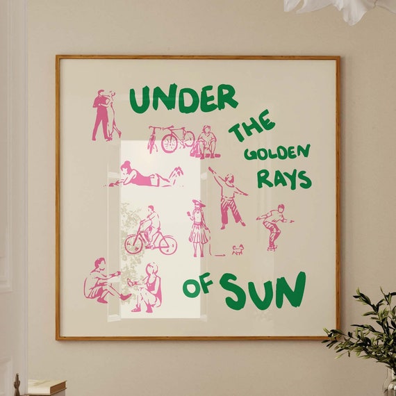 Pink And Green Poster Exhibition Poster Square Wall Art Exhibition Pink Green Print Square Wall Art Hand Drawn Sketch